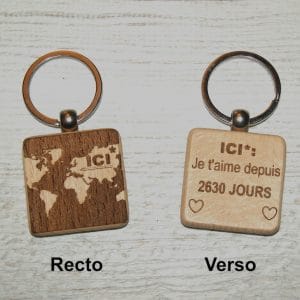 Porte clé " ICI*: je t'aime depuis 2630 jours "