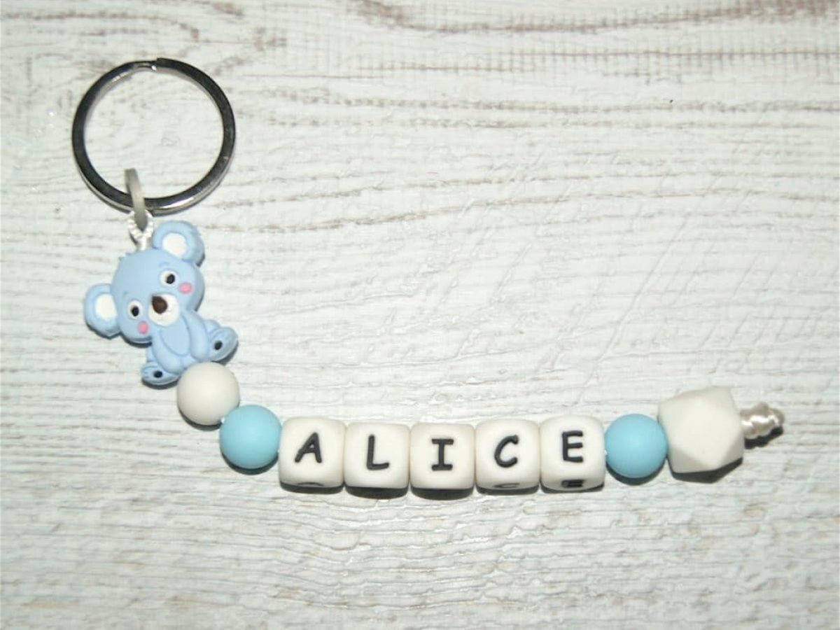 Porte Cle Silicone Koala Et Prenom Alice Apersonnaliser