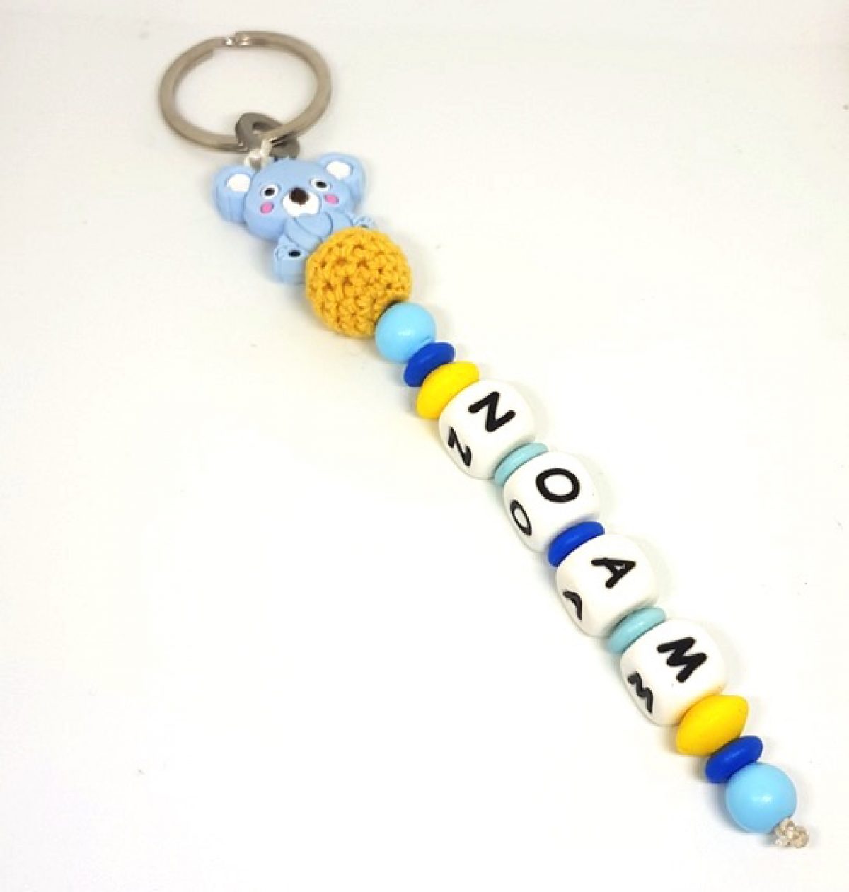 Porte Cle Koala Bleu Jaune Noam Prenom Apersonnaliser