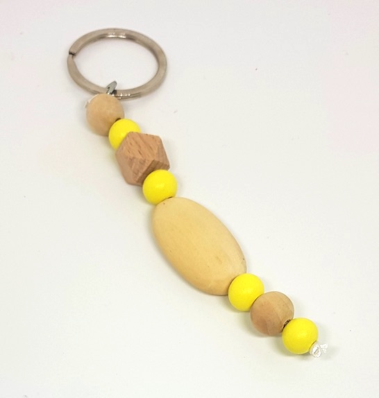 porte clé jaune en bois à graver