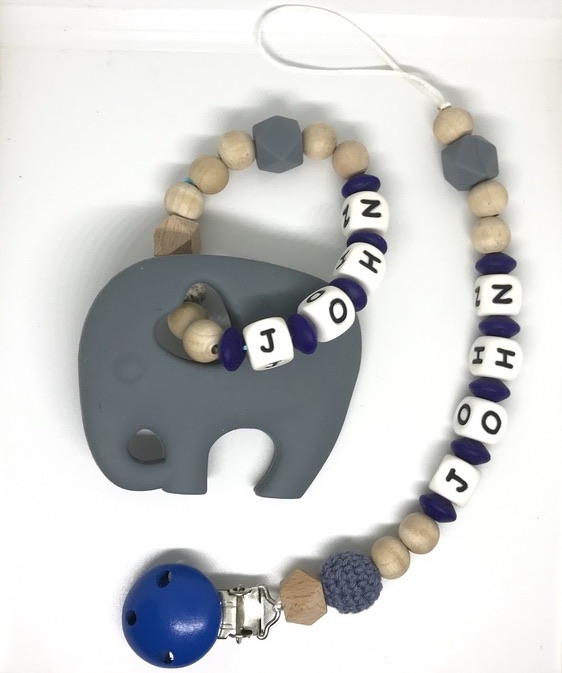 attache-tetine-bleu-bois-hexagone-hochet-de-dentition-gris-elephant