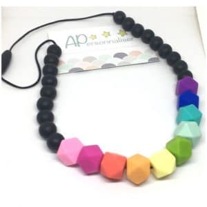 collier de dentition arc en ciel noir silicone