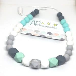 collier de dentition bleu vert noir gris silicone