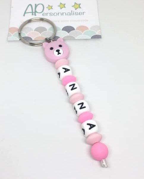 porte-clef-a-personnaliser-forme-ourson-rose-silicone-prenom