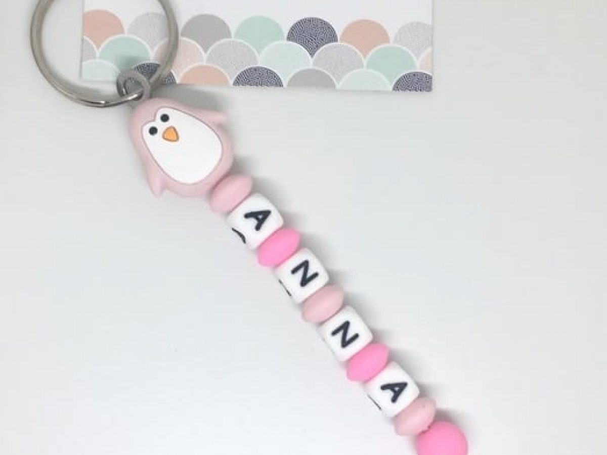 Porte Cles Pingouin Rose A Personnaliser Apersonnaliser