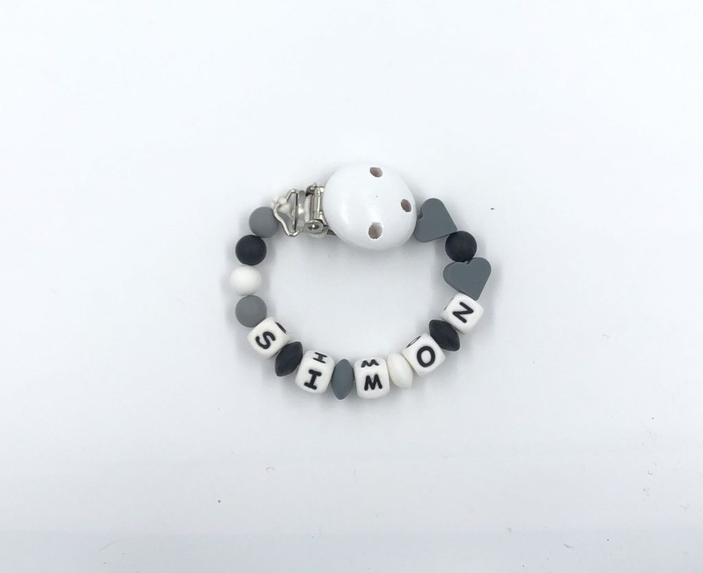 Kit attache tétine mini coeur gris à faire soi-même